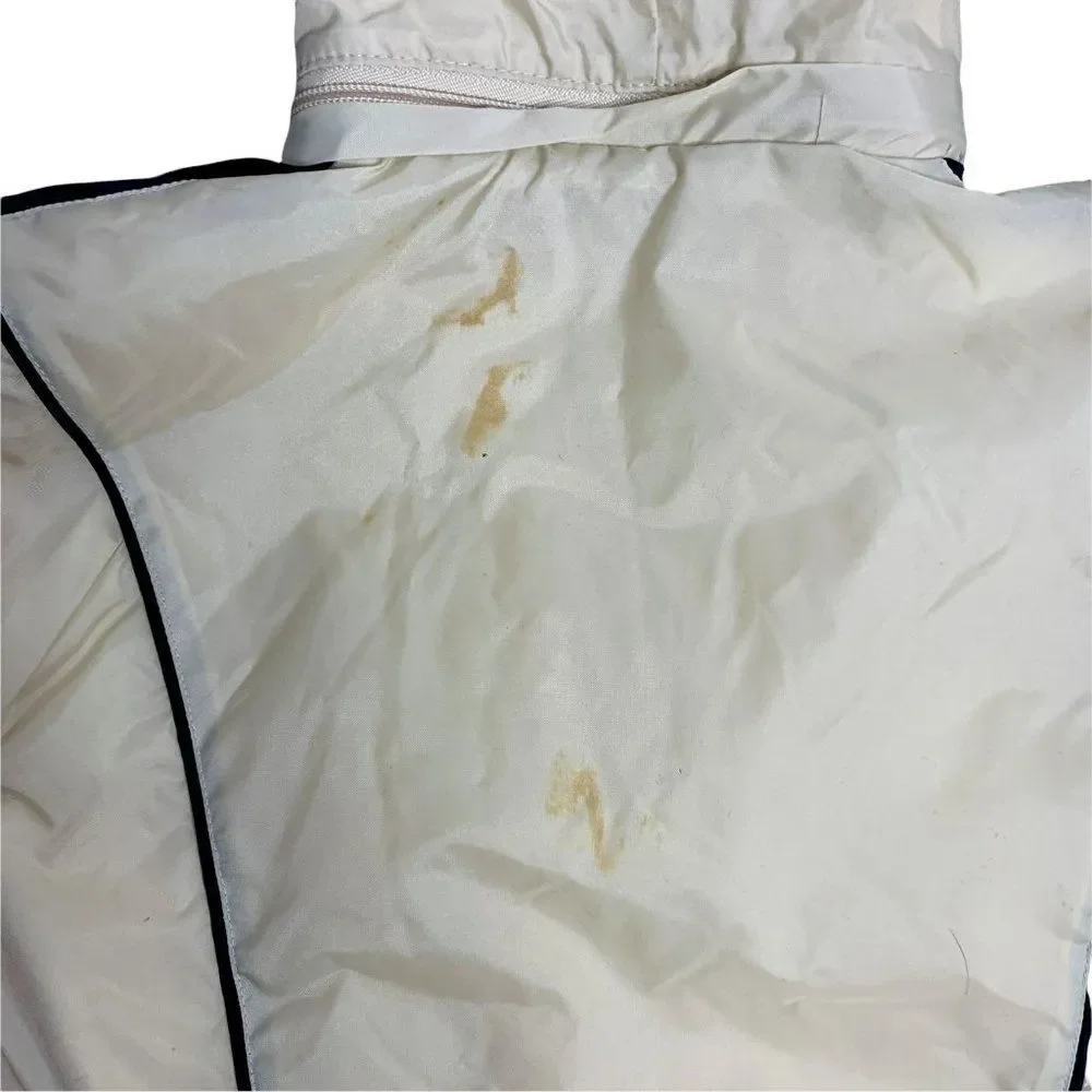 Vintage Infant Windbreaker Jacket 18m Beige Fleece Lined Hood Zip Pockets NEW